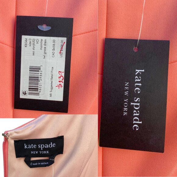 NWT Kate Spade Pink Sweetheart Midi Dress size 0 - Picture 9 of 14